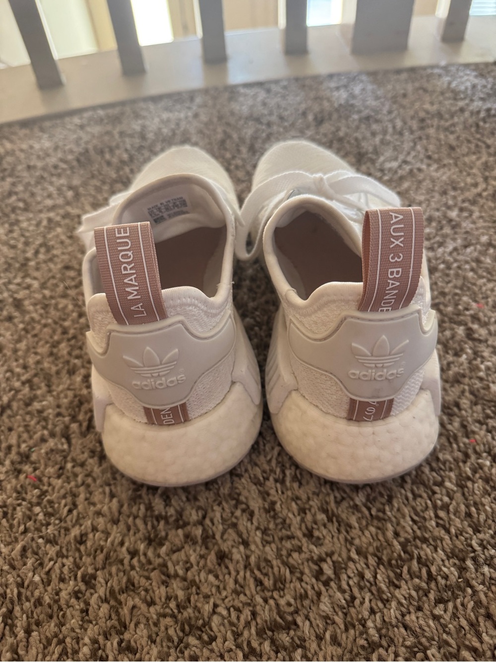 adidas NMD R1 White Sneakers with Gold metallic Accent Stripes - Picture 6 of 6